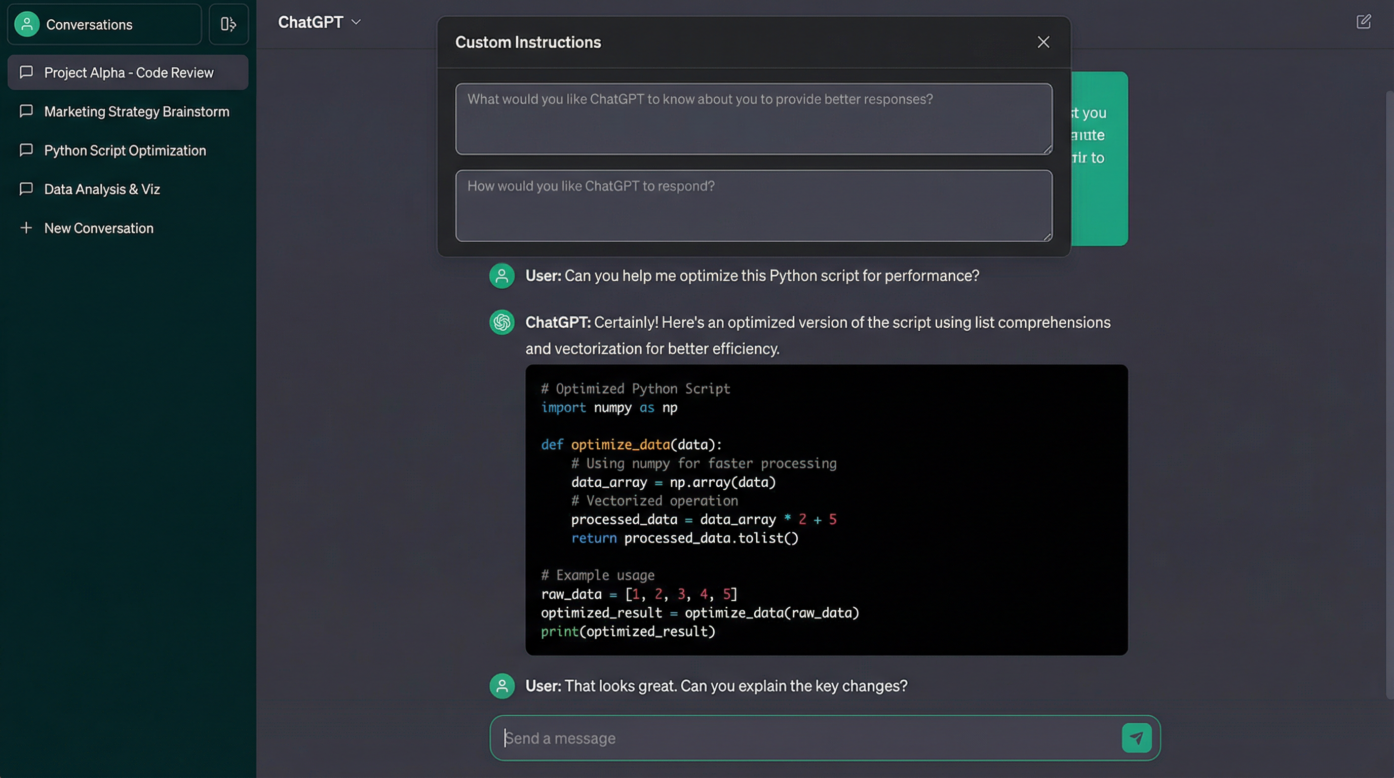 ChatGPT Advanced Techniques - Custom Instructions and Code Generation