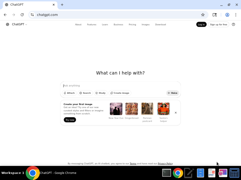 ChatGPT Homepage Interface