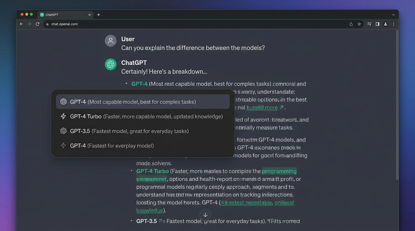 ChatGPT Model Selector Interface