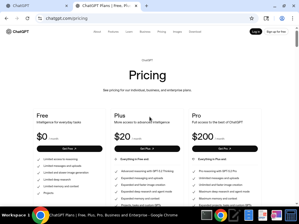 ChatGPT Pricing Tiers