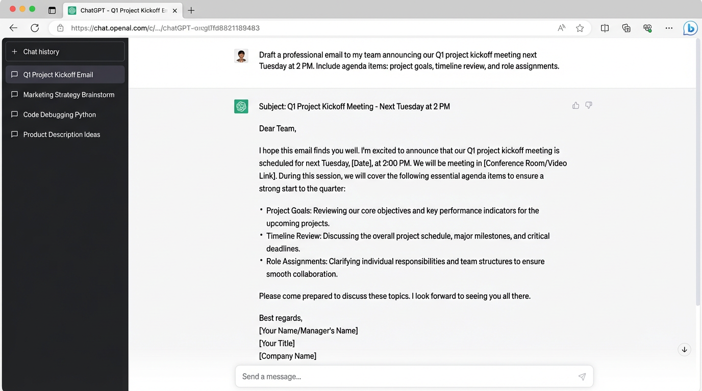 ChatGPT Email Drafting Productivity