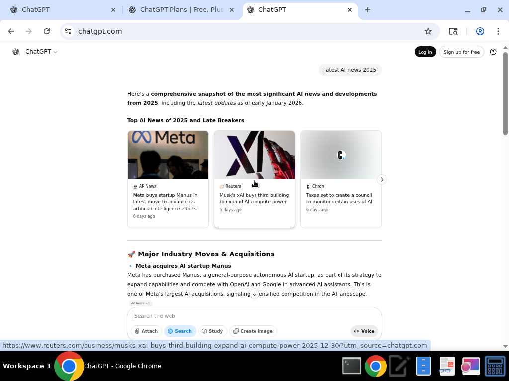 ChatGPT Web Search Results