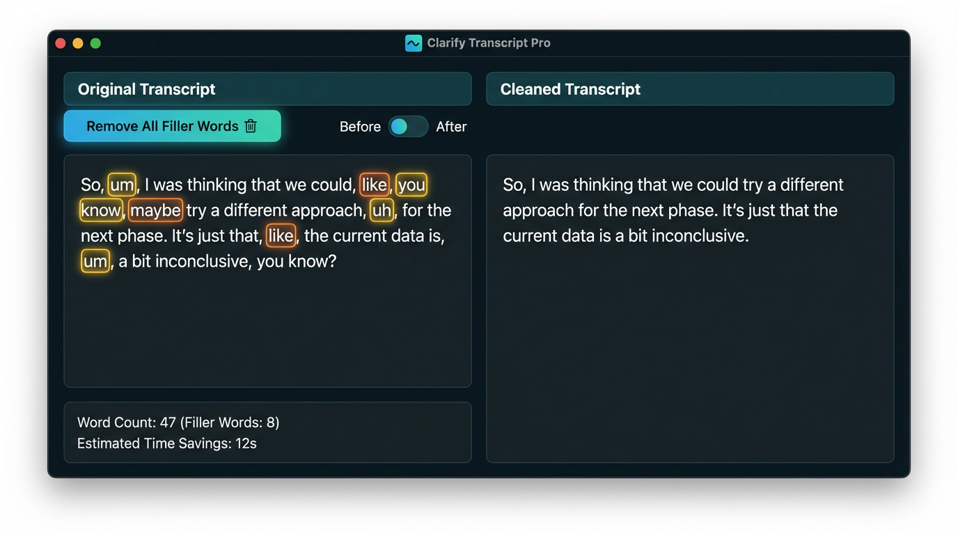 descript filler words