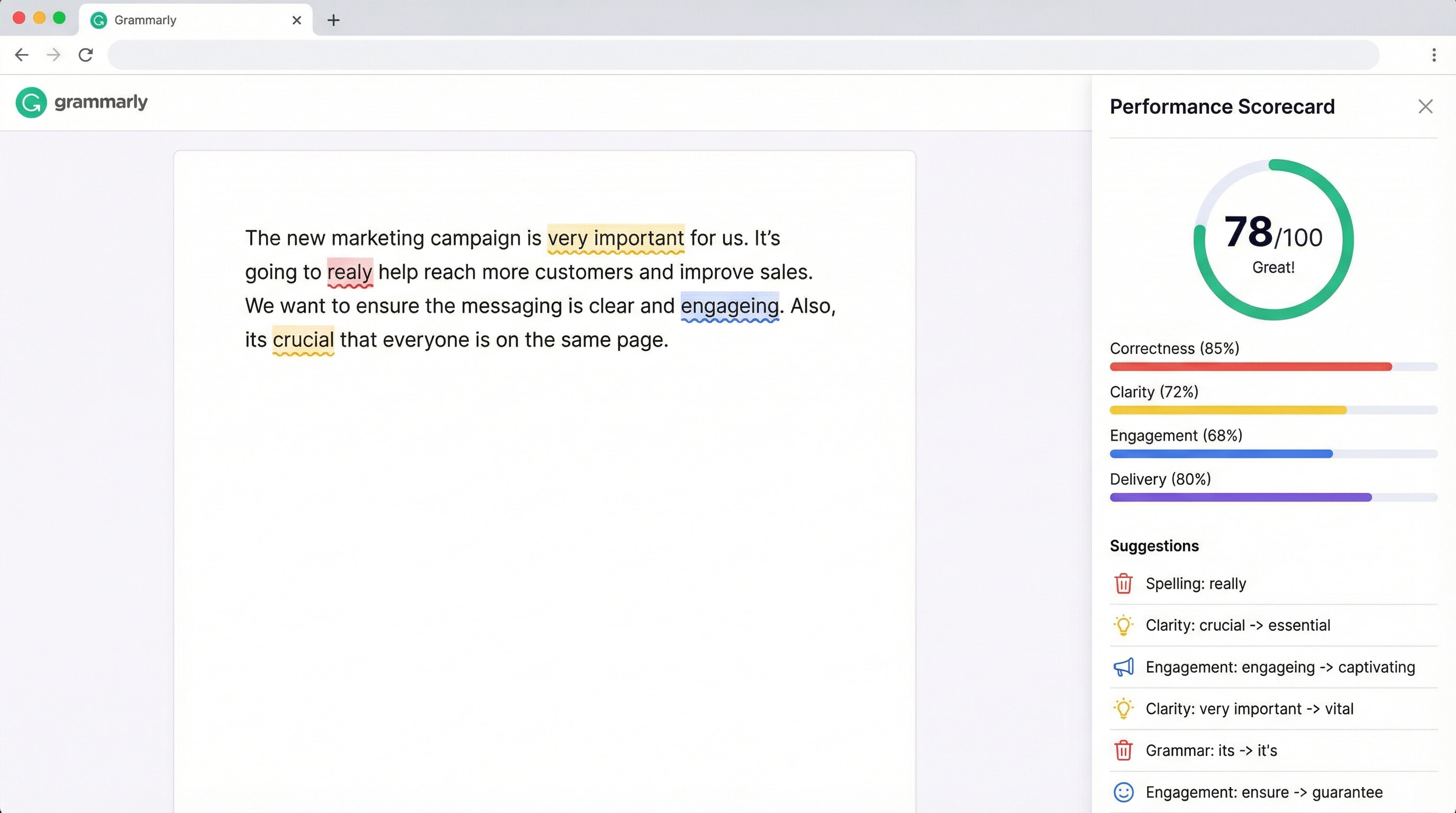 Grammarly Error Detection