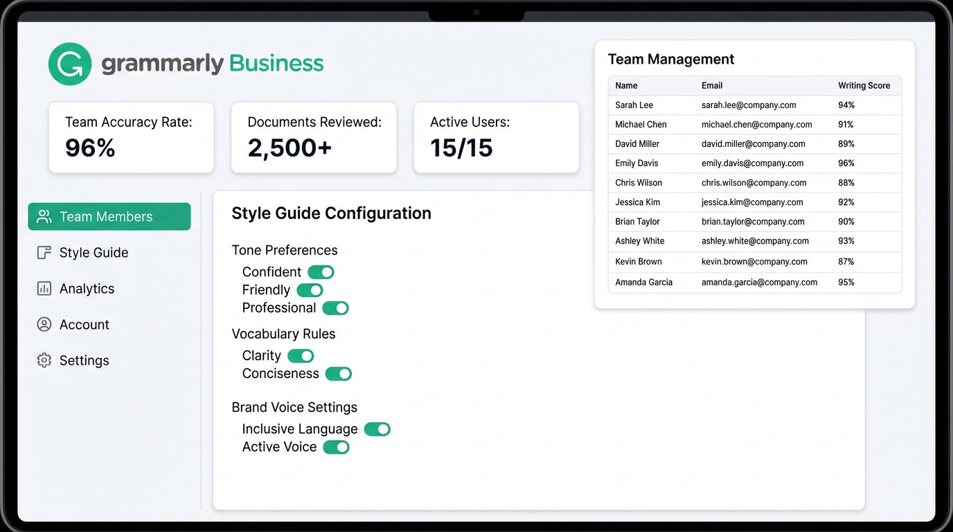 Grammarly Teams Dashboard