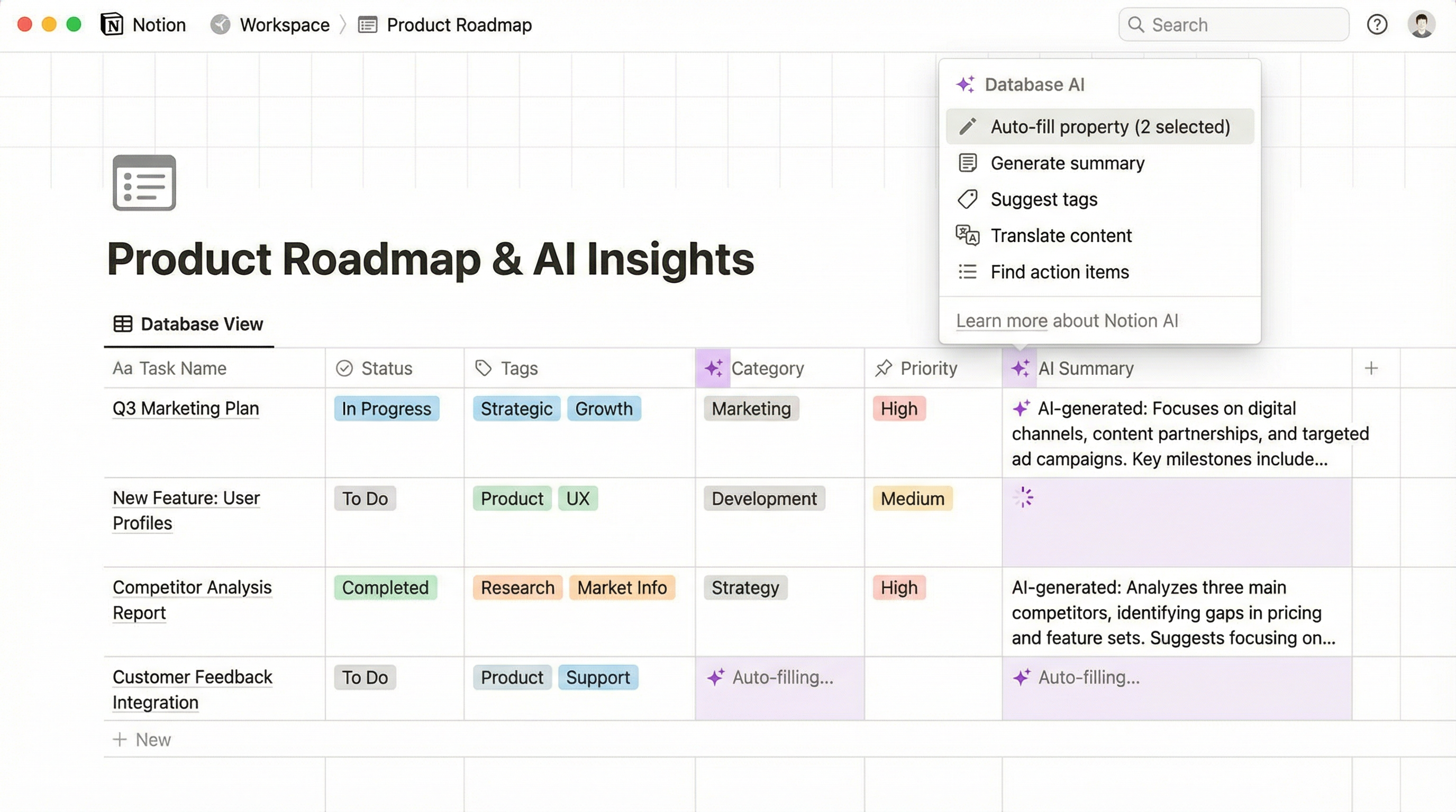 Notion AI Database Enhancements