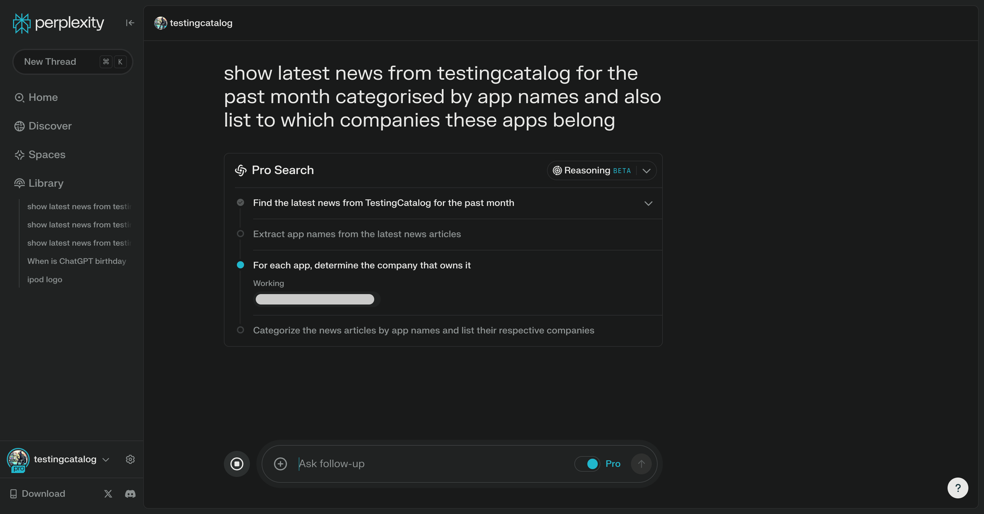 Perplexity Pro Search
