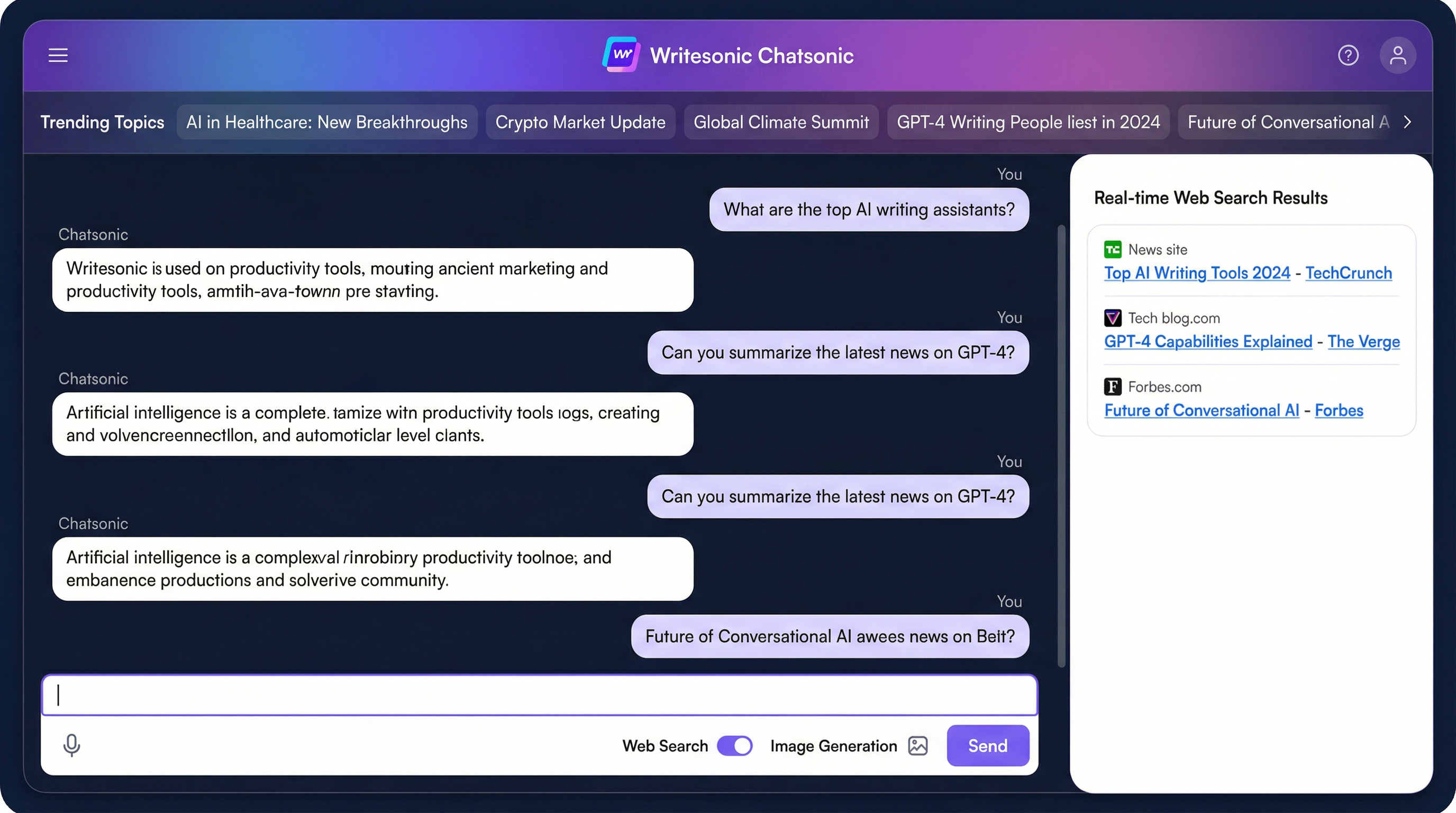 Chatsonic conversational AI interface for brainstorming, research, and content generation